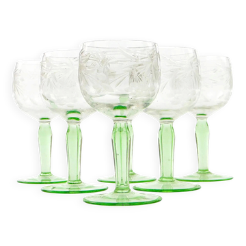 Ensemble de verres à vin Art Nouveau, en verre, Bohême, République tchèque, début du 20e siècle