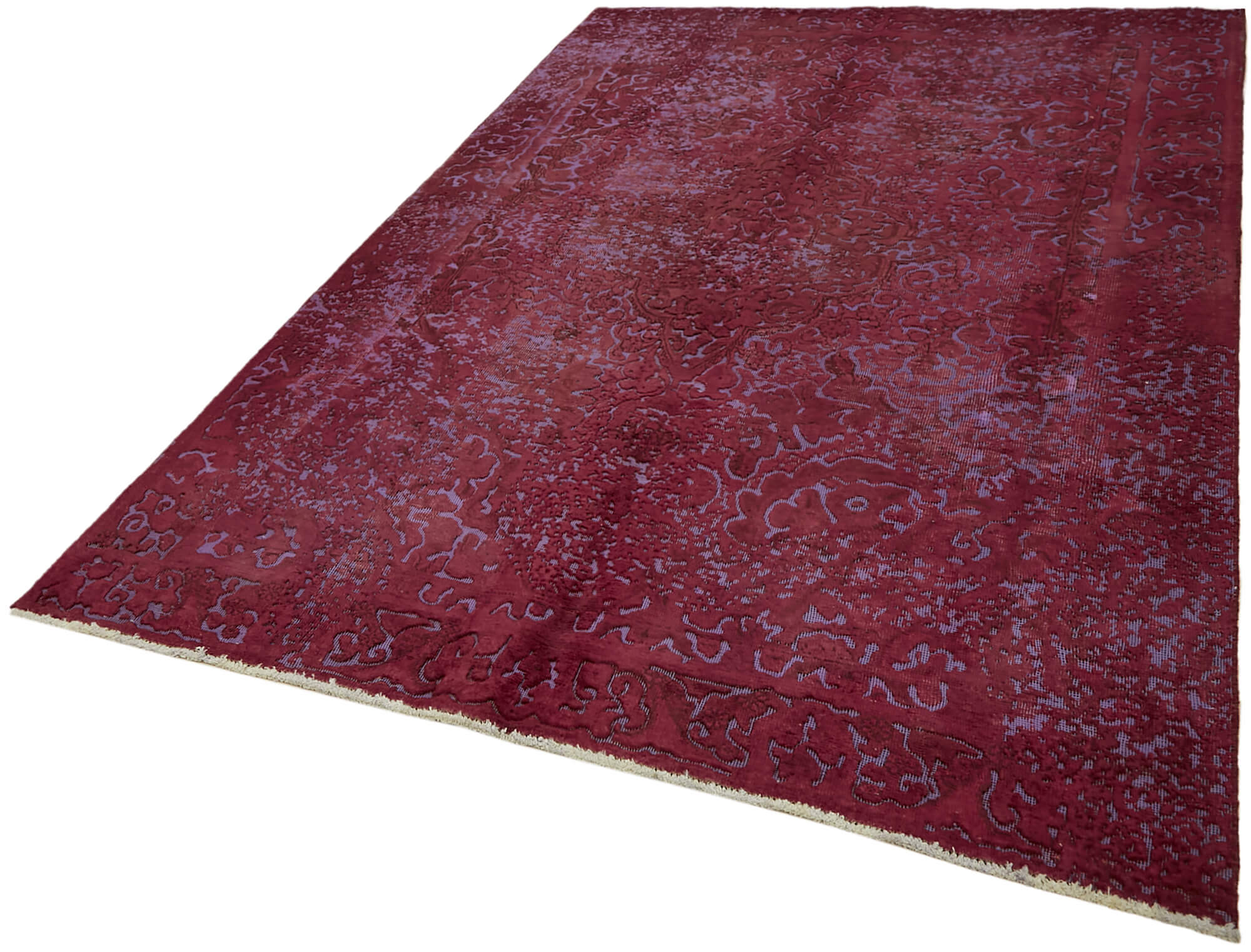 Hand-knotted anatolian one of a kind 1970s 185 cm x 287 cm red wool carpet