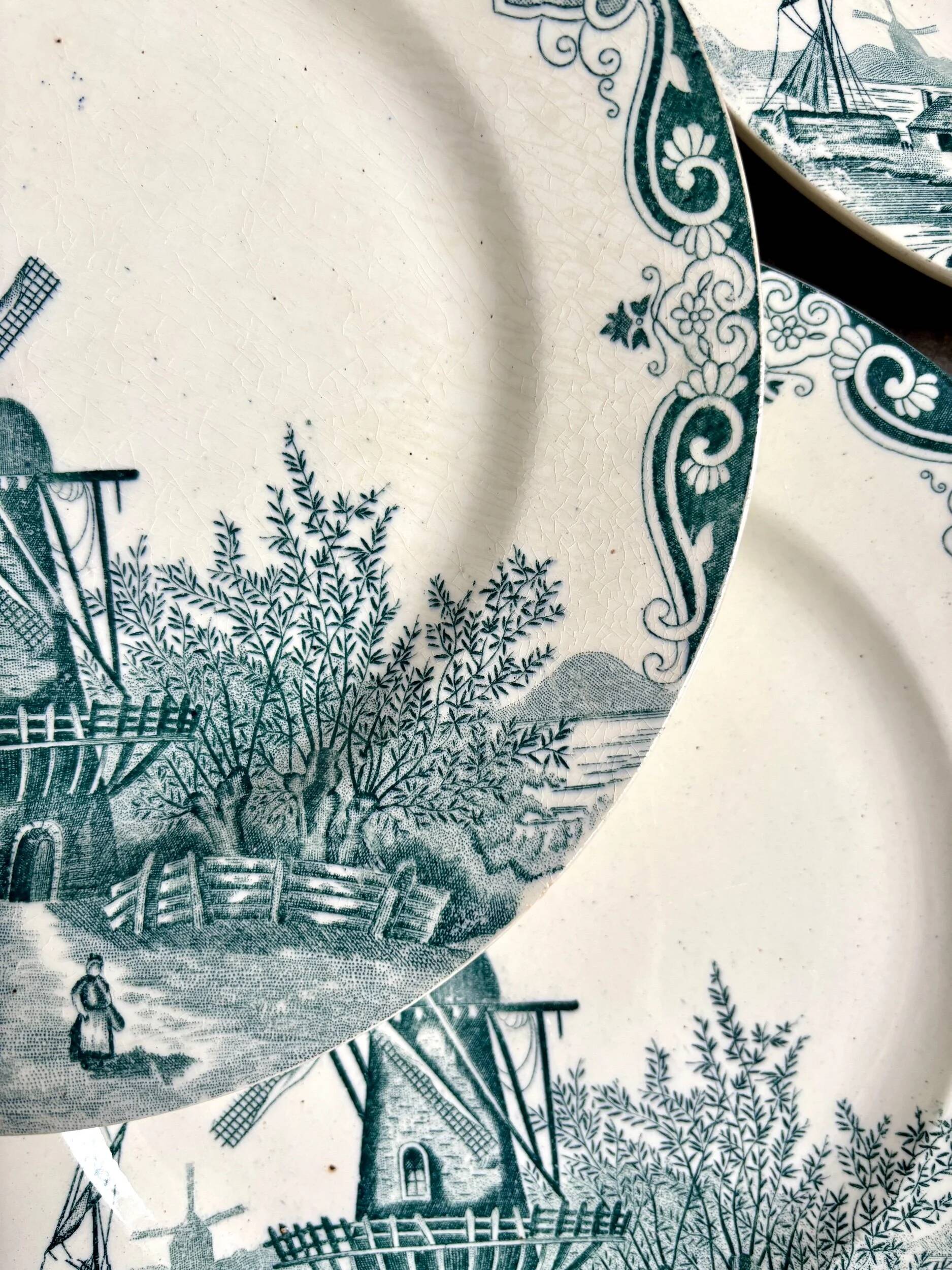 6 flat plates no. 4 Salins in iron earth, "Delft" service