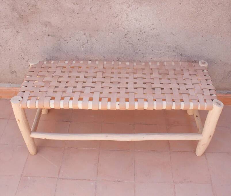Moroccan leather bench