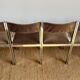 Suite de 4 chaises Sigma vintage en chrome et velours – design années 70