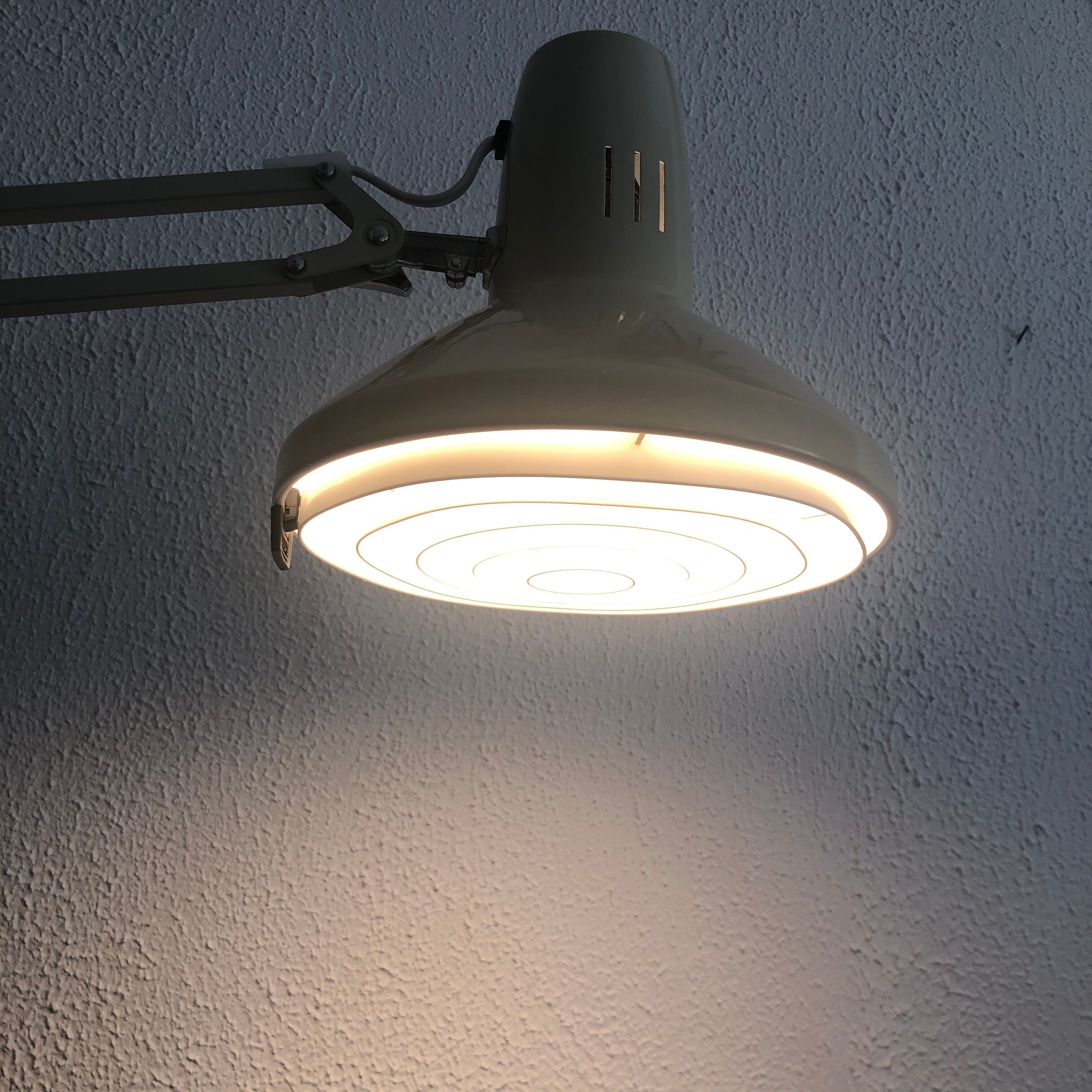 Vintage white Ledu architect lamp 1970