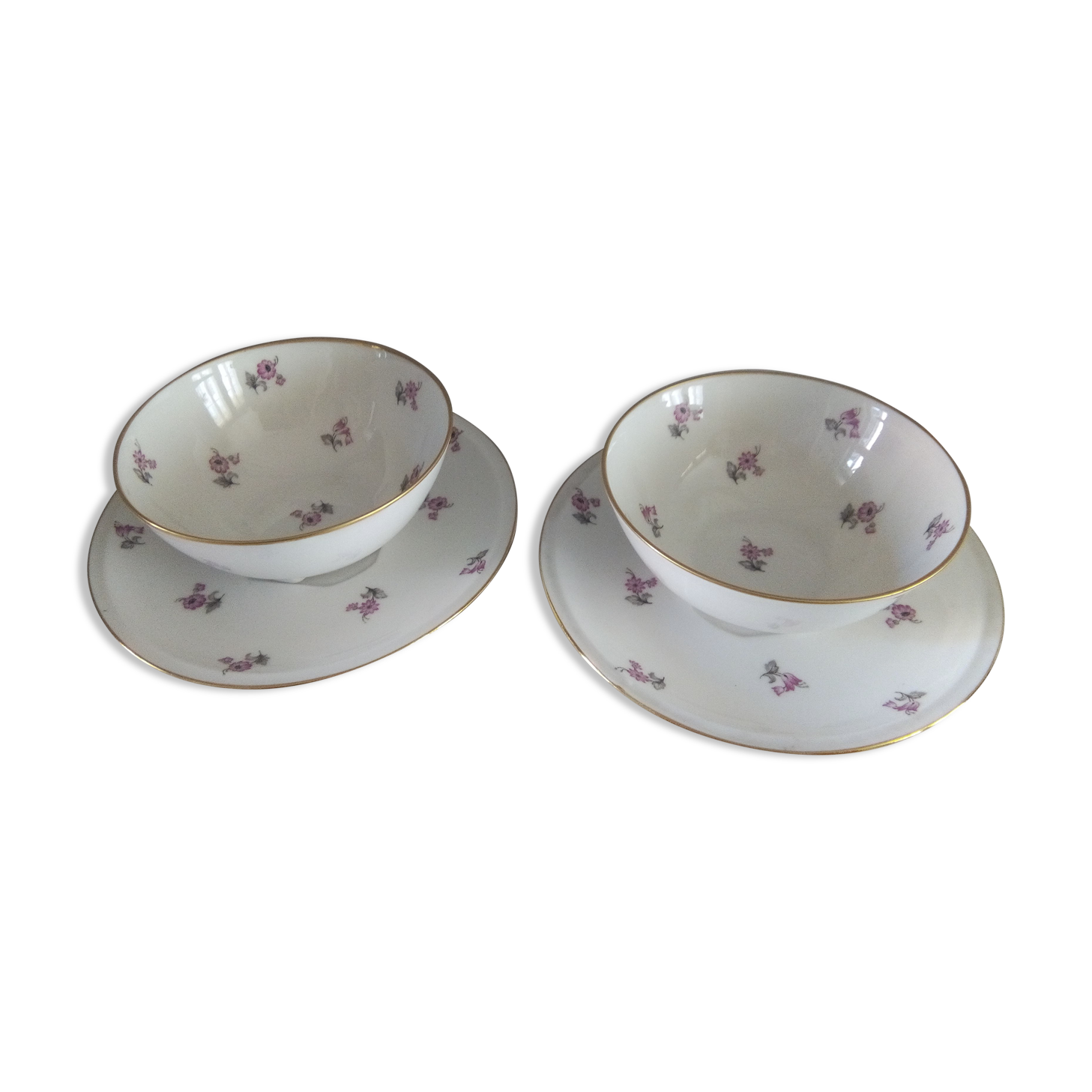 Duo of chocolate cups porcelaine de limoges