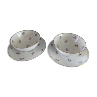 Duo of chocolate cups porcelaine de limoges