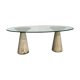 Table glass columns travertine design 1980