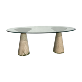 Table glass columns travertine design 1980