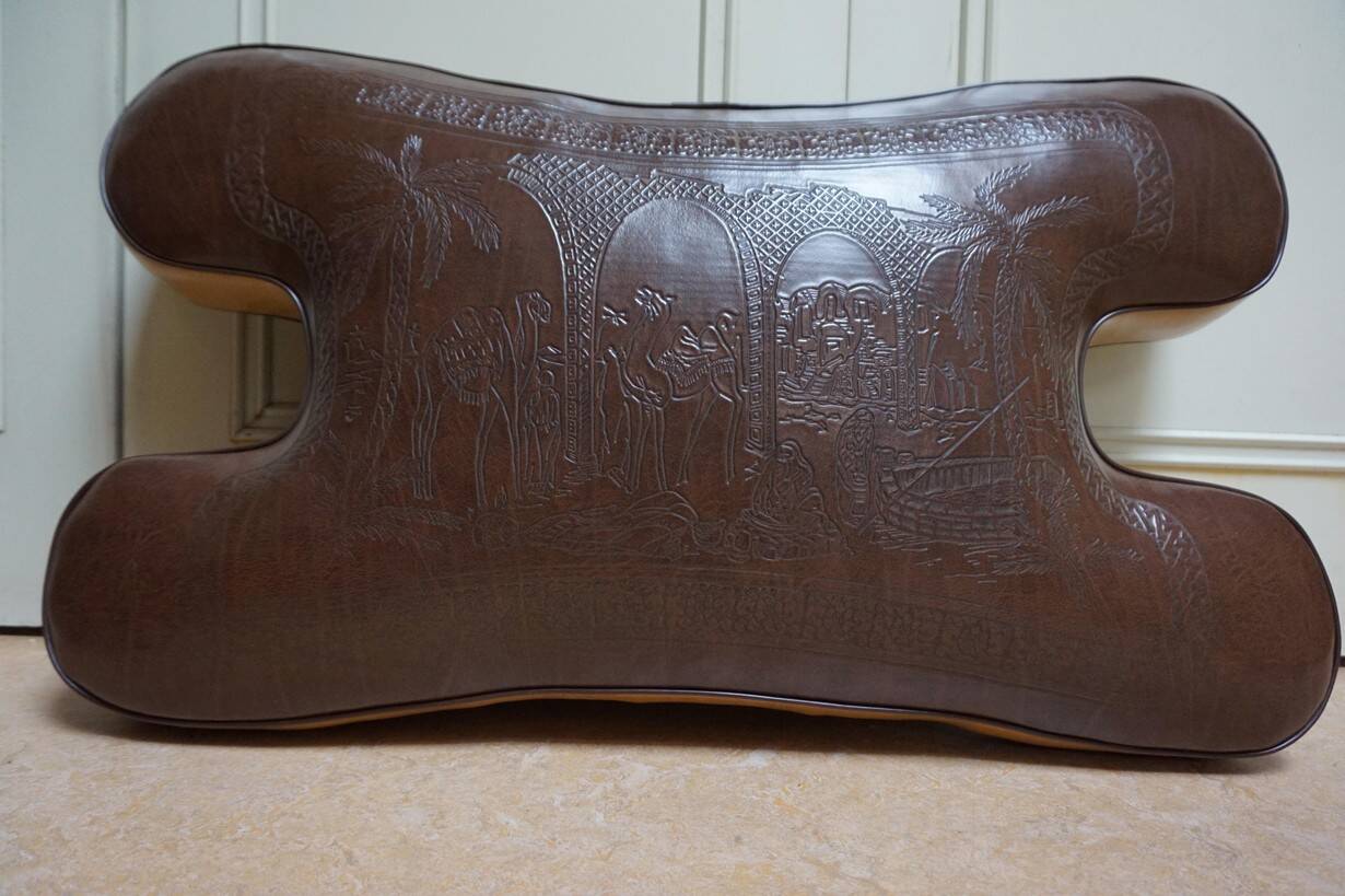 Brutalist Bedouin Camel Saddle Stool Ottoman in leather,1970s