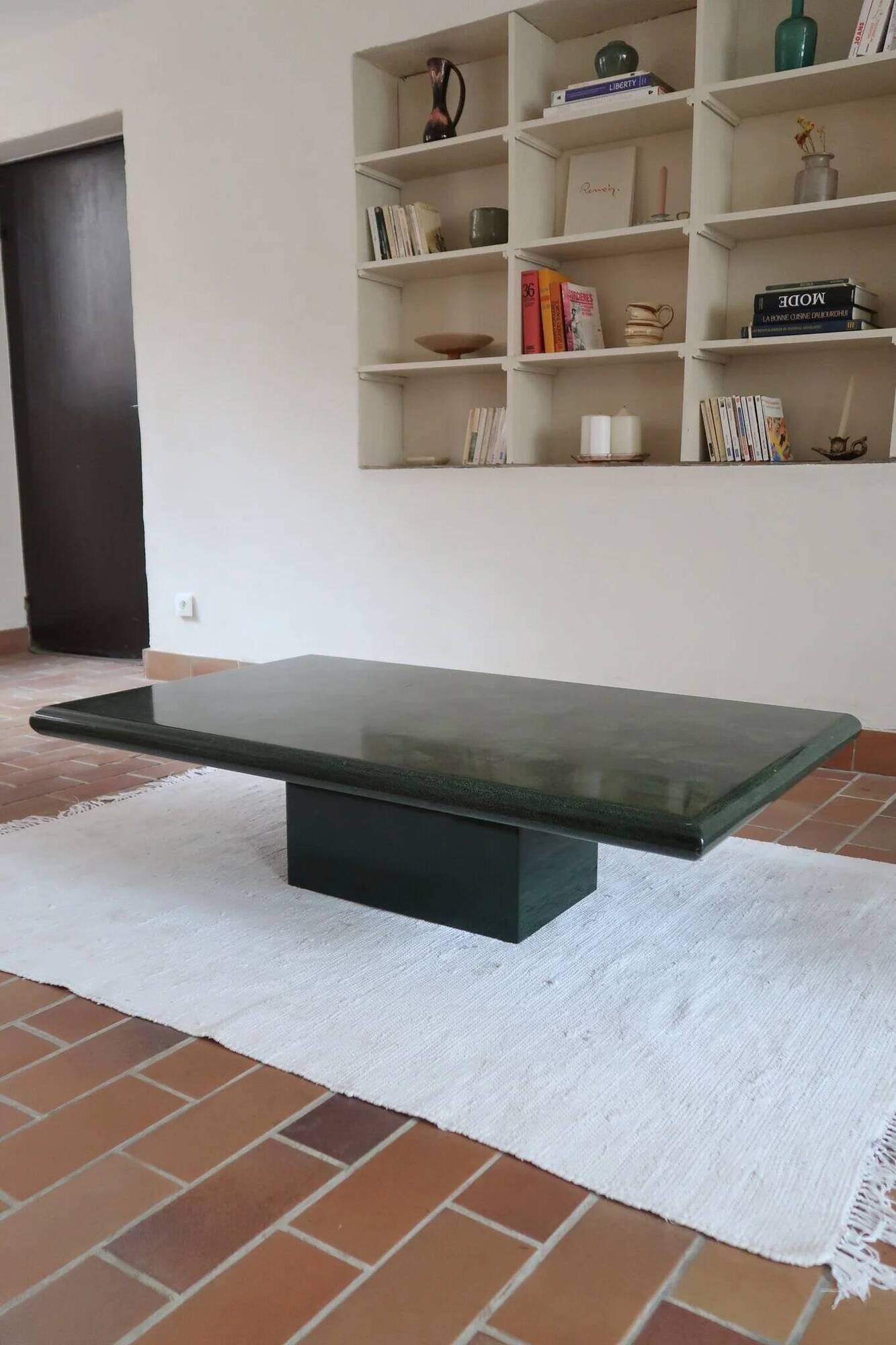 Green coffee table attributed to Jean-Claude Mahey, Roche Bobois.