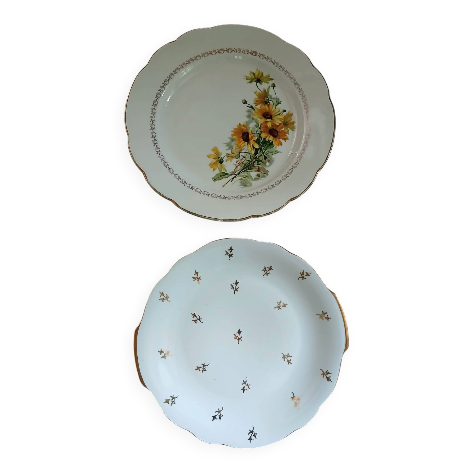 2 antique round plates