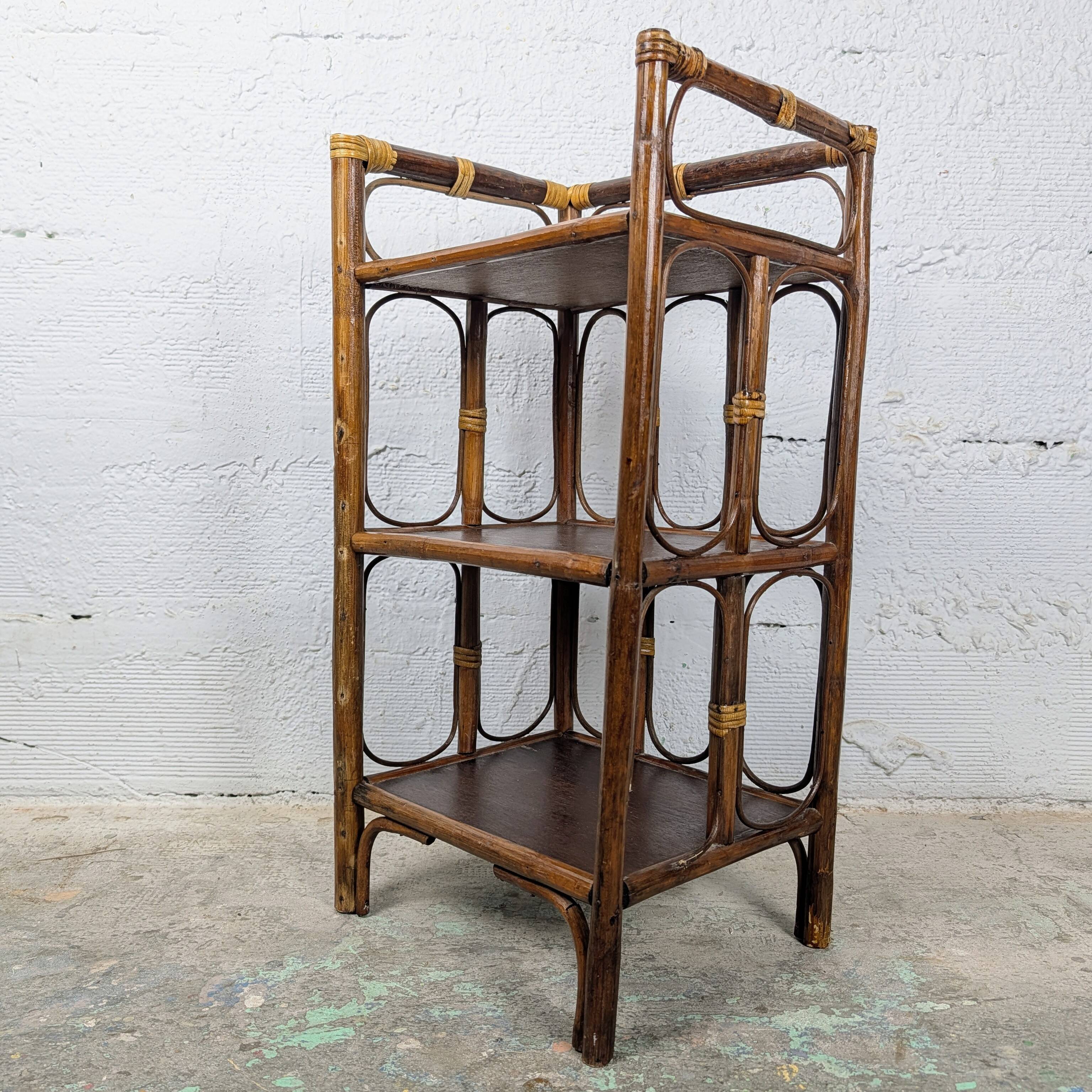 Small rattan and wood shelf