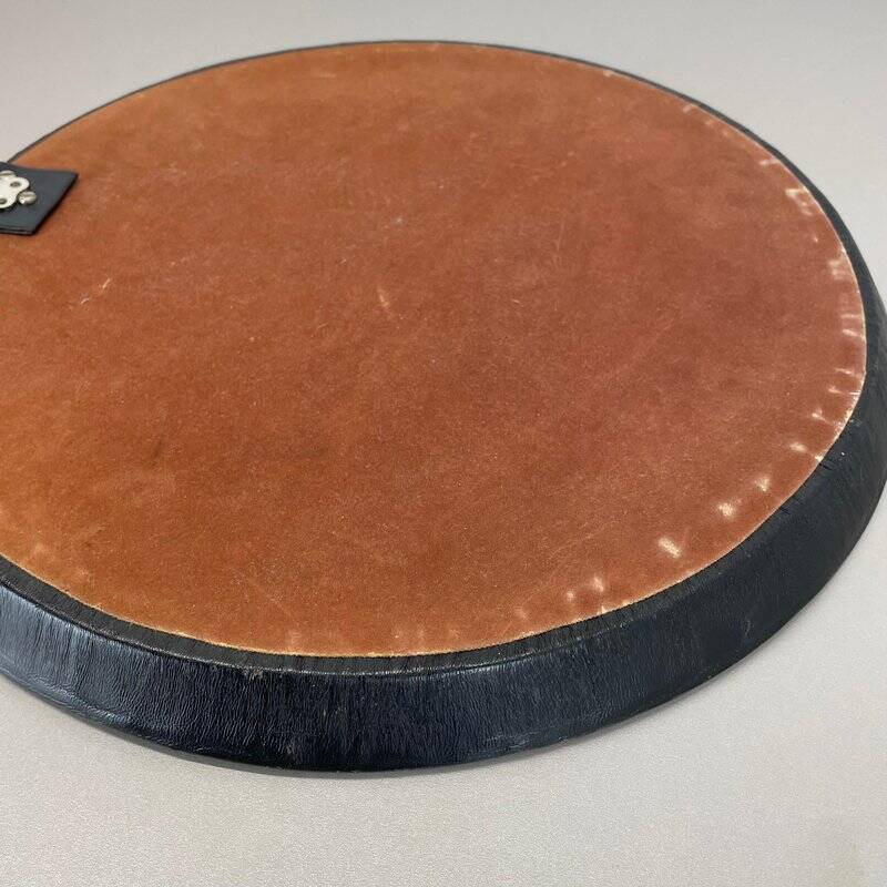 Miroir mural vintage en cuir à motifs, années 1950