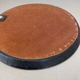 Miroir mural vintage en cuir à motifs, années 1950