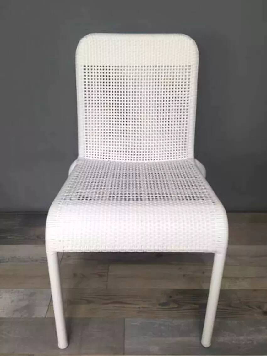 White woven resin garden chair