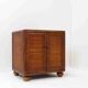 Vintage rattan and leather sideboard - 2 doors - ball feet chest
