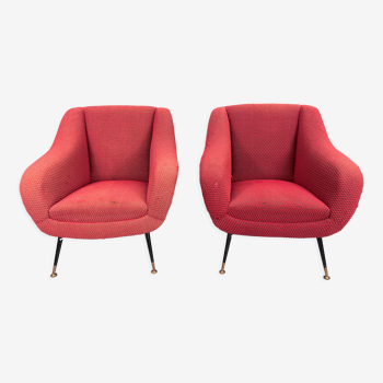 Mid-century pair of lounge chairs by Gigi Radice for Minotti, Italy 1950s