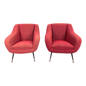 Mid-century pair of lounge chairs by Gigi Radice for Minotti, Italy 1950s