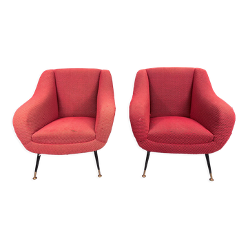 Mid-century pair of lounge chairs by Gigi Radice for Minotti, Italy 1950s