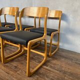 Set of 6 vintage bentwood sleigh chairs by Baumann - 1960s