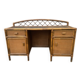 Bureau vintage en bambou et rotin – Années 60-70