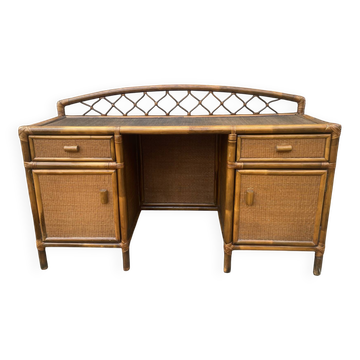 Vintage bamboo and rattan desk – 1960s-70s