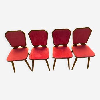 Set of 4 wood/velvet chairs