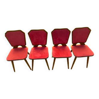 Set of 4 wood/velvet chairs