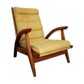 Fauteuil bascule vintage bois jaune