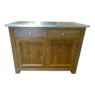 solid wood sideboard, metal top: zinc