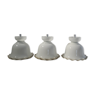 Trio of tulip suspensions in white opaline - electrified to nine