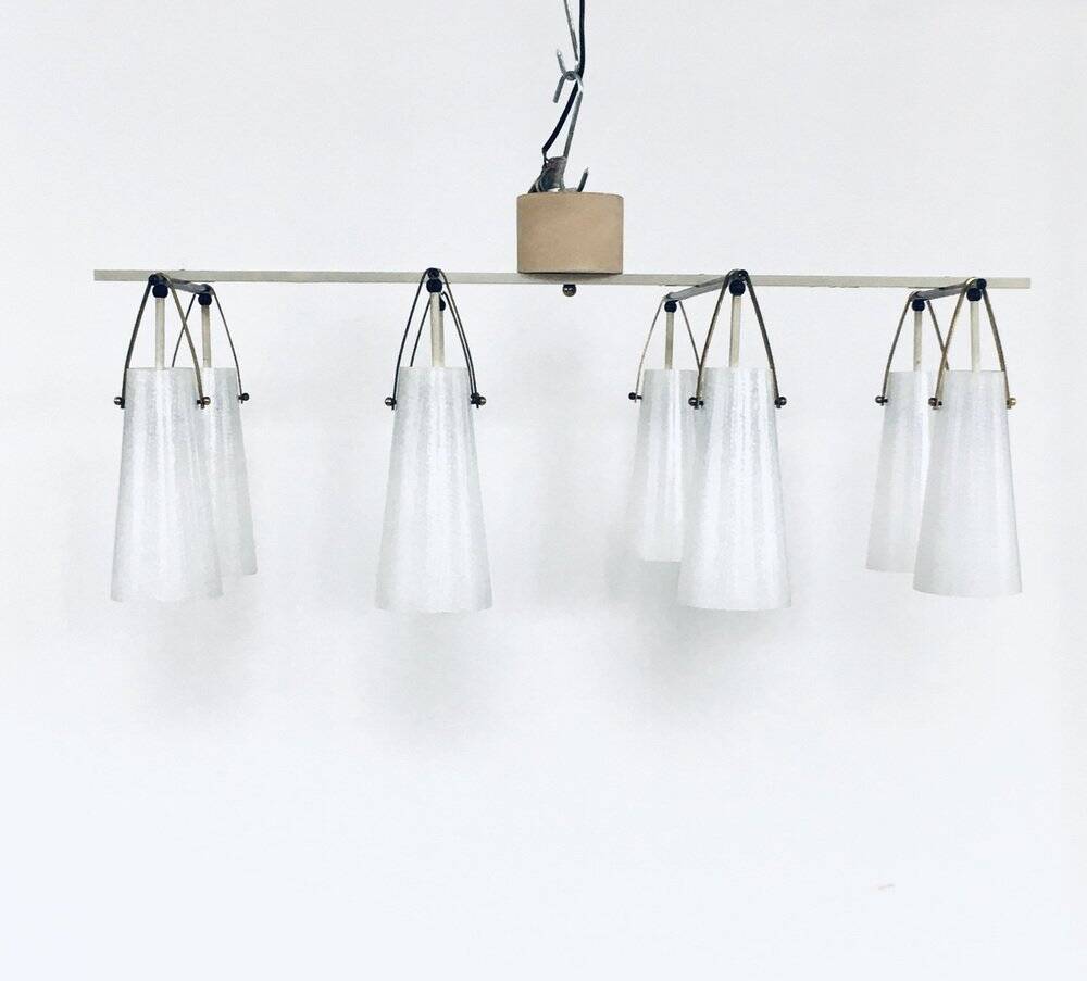 Italian glass and brass chandelier, Italy, 1950s