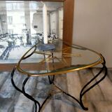Table basse tripode en fer forgé vintage