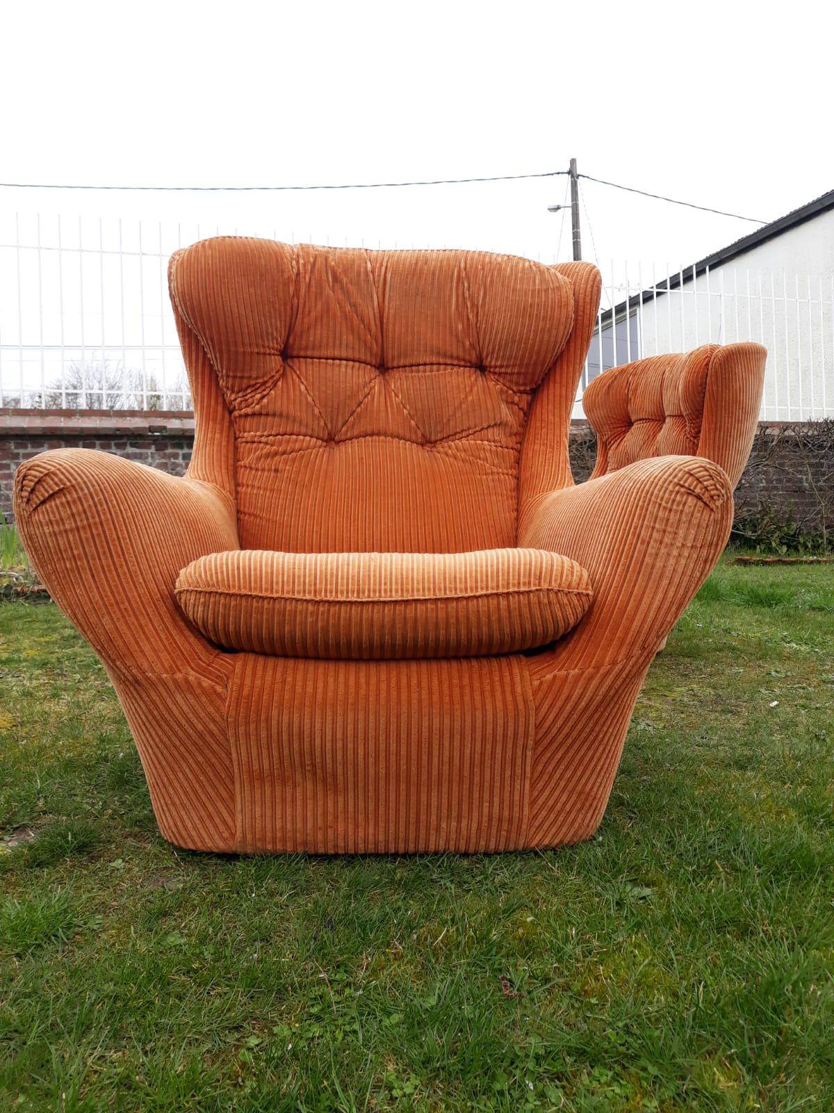 Pair of Steiner velvet armchairs