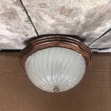 Old Bubble Glass Ceiling Light + Vintage Wood Contour #A705