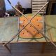 5 chaises 1 fauteuil 1970  structure chrome assise tissu vert style indus