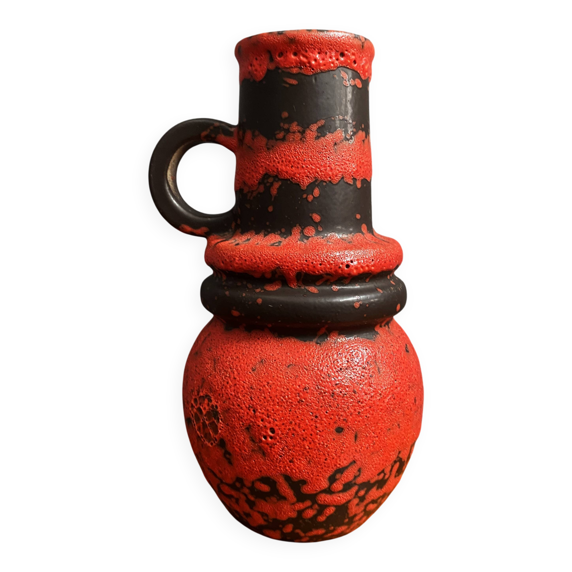 Scheurich vase model 428-26 red and black west germany pottery