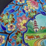Decorative plate in Longwy enamels