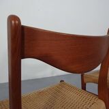 Set of Teak and Paper Cord Dining Chairs by Ejner Larsen for Glyngøre Stolefabrik, 1960s
