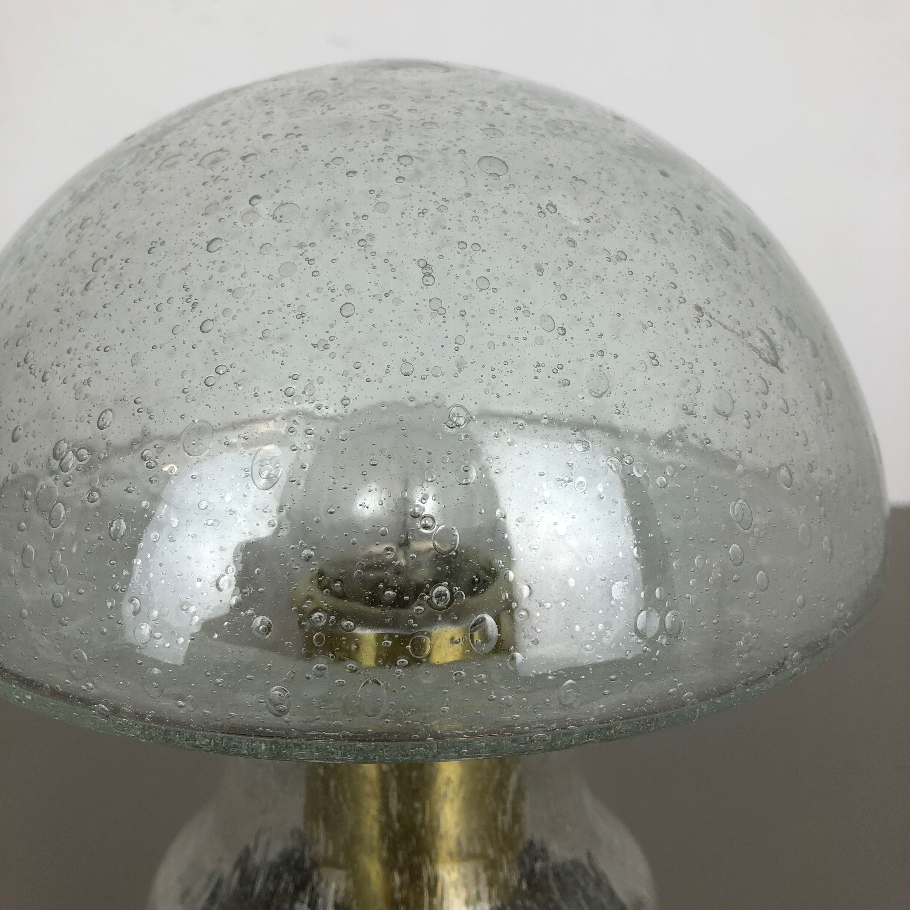 Modernist Glass and Brass Mushroom Table Light by Doria Lights, 1970s, Germany