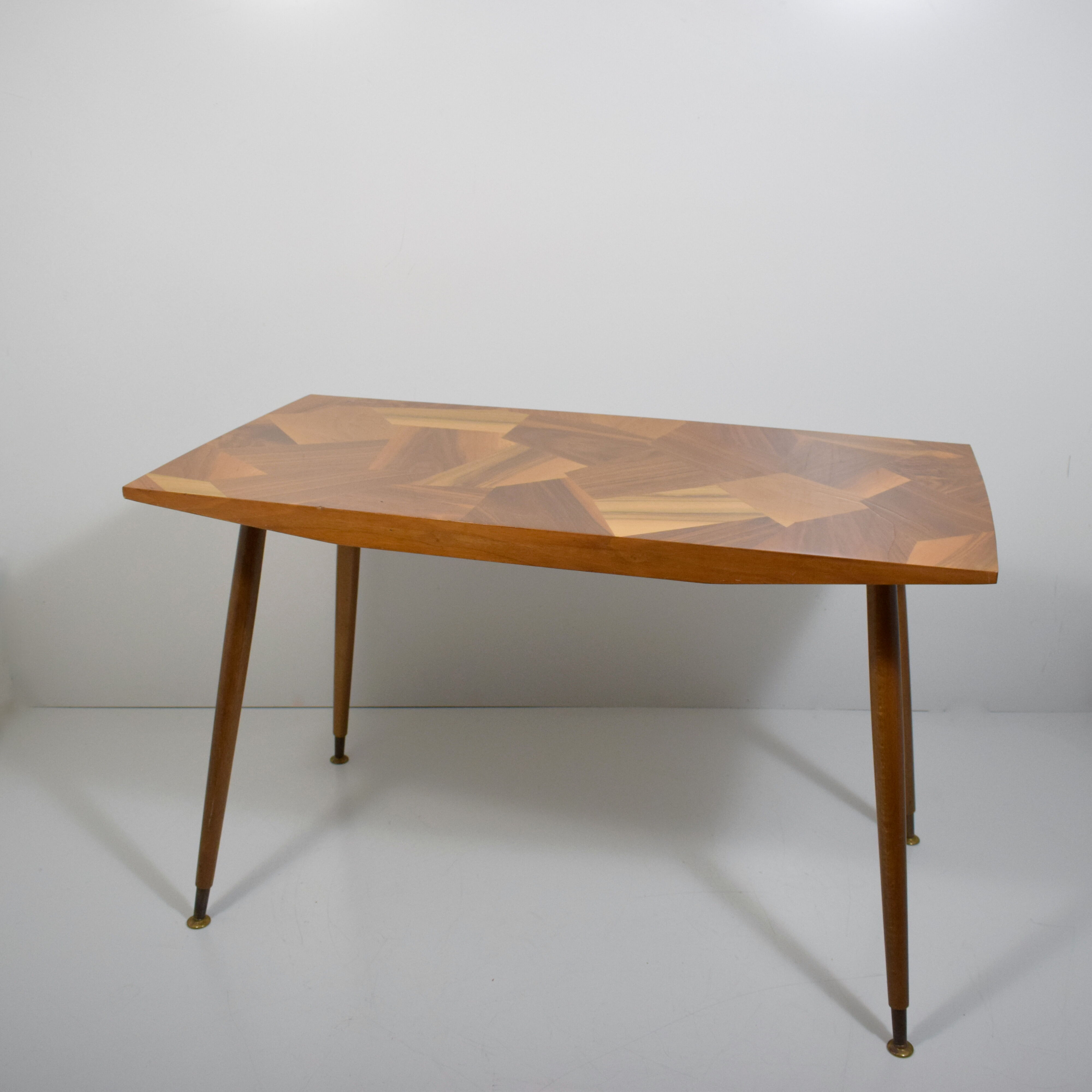 Wooden mosaic table vintage 1950-60