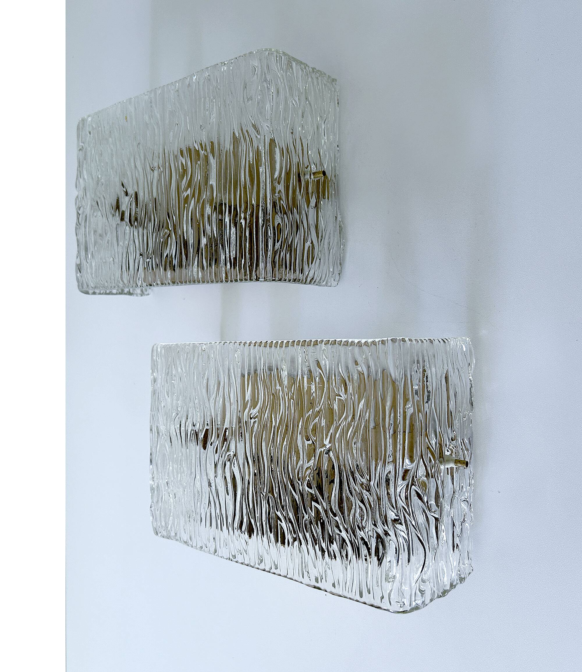 Pair of Vintage Kalmar Glass Sconces