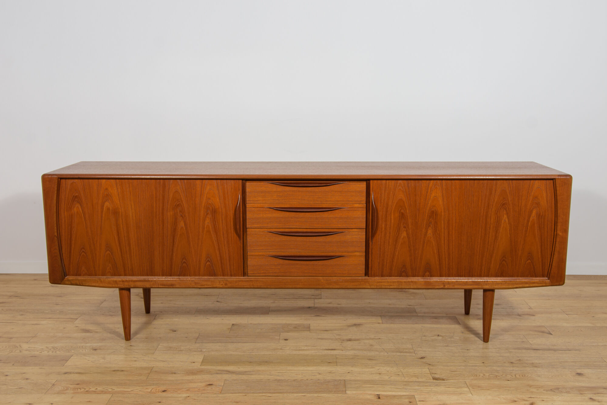 Mid-Century Large Teak Tambour Door Sideboard, Denmark, 1960s