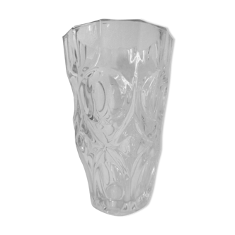 Vase cristal à facettes transparent