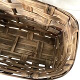 Old basket in woven chestnut wood
