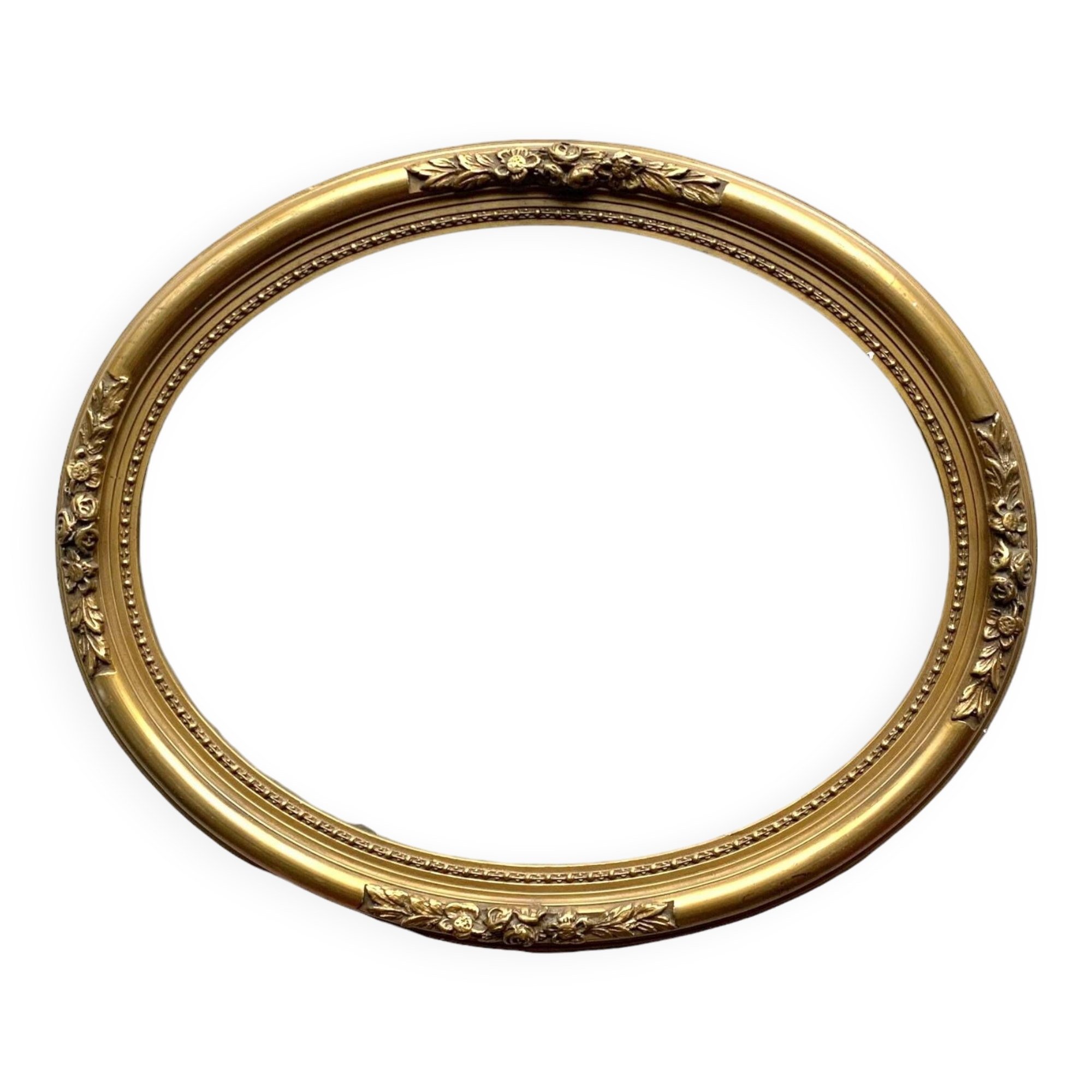 Art Deco oval frame in gilded stucco and wood