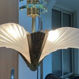 Bronze and molded glass chandelier, 1930s Art Deco style