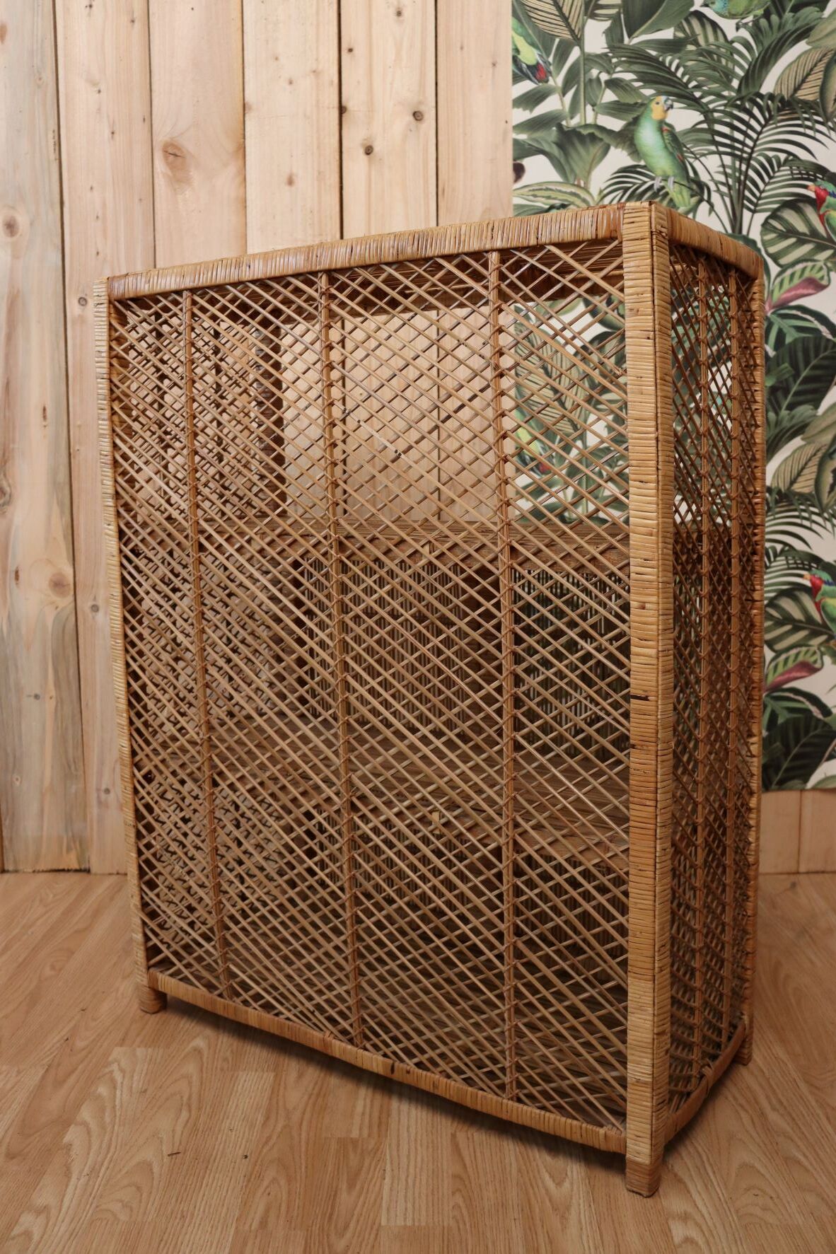 Braided rattan buffet