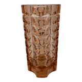 Large pink glass vase in Art Deco style