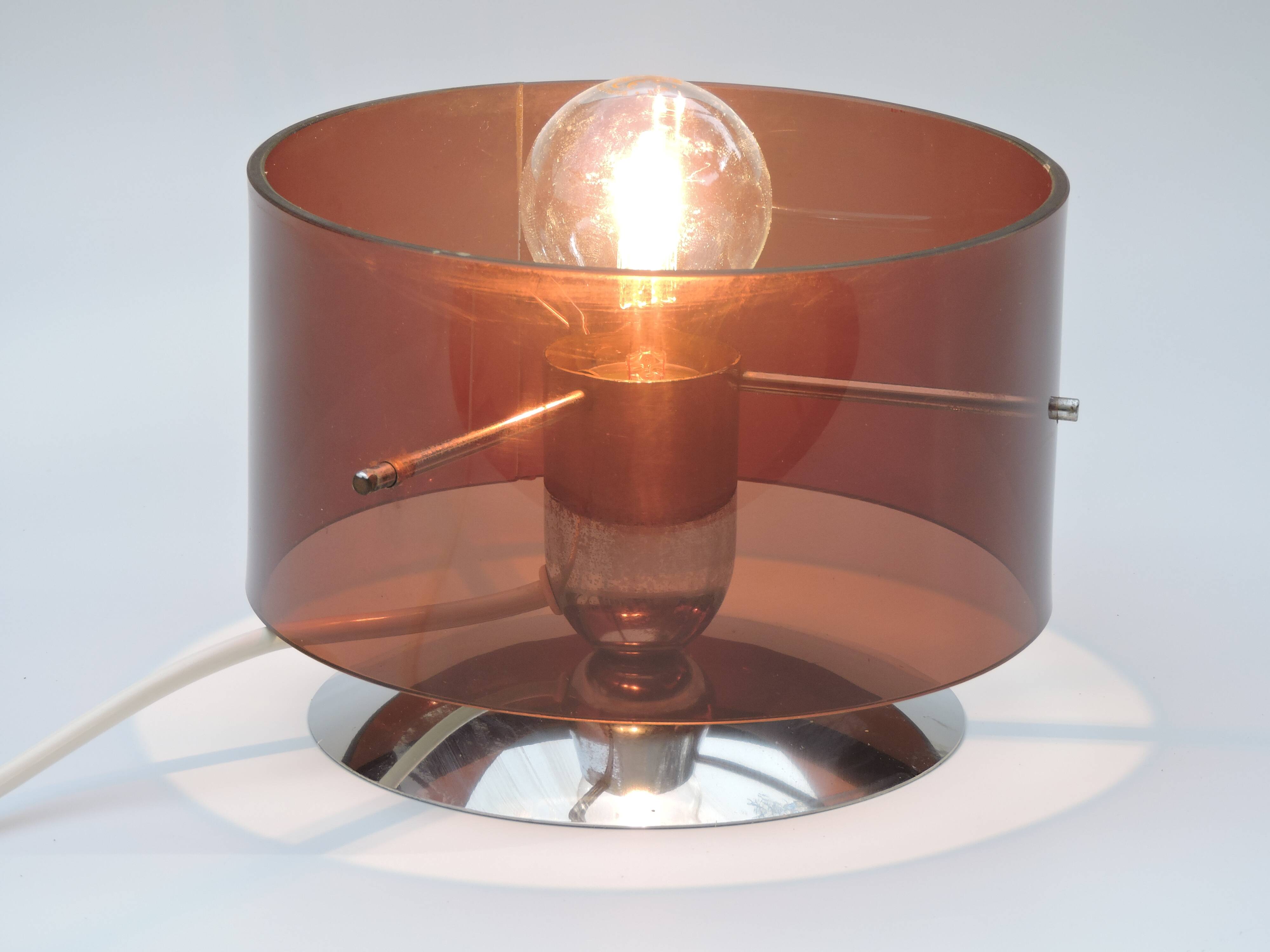 Table lamp Published by Oxar, circa 1972 Philippe Rogier in metal & smoked Altuglas