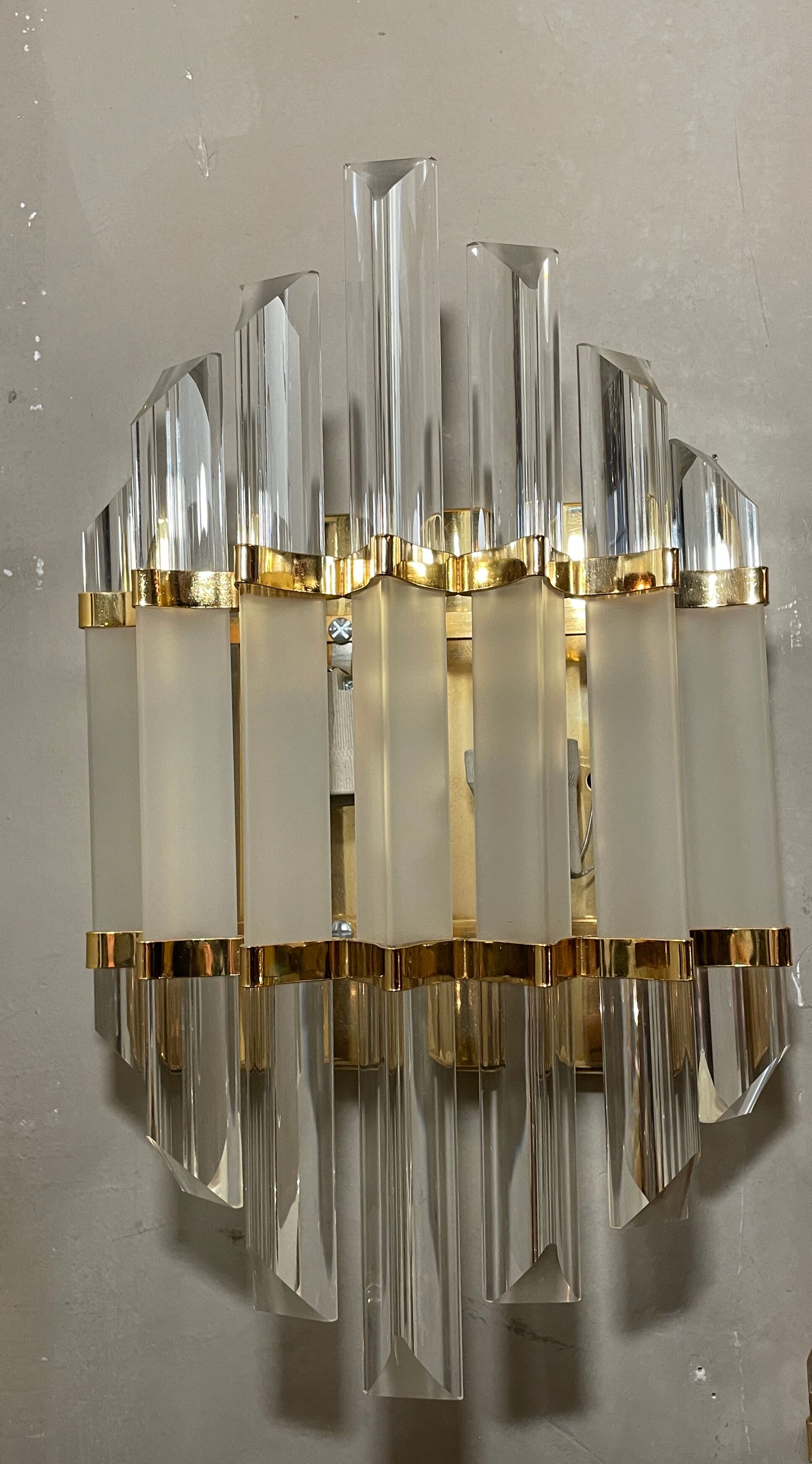 Pair of Benini wall lamps, murano glass Italy 1970s