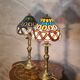 Lot de lampes  laiton anciennes en verre vitrail fait main ,style
